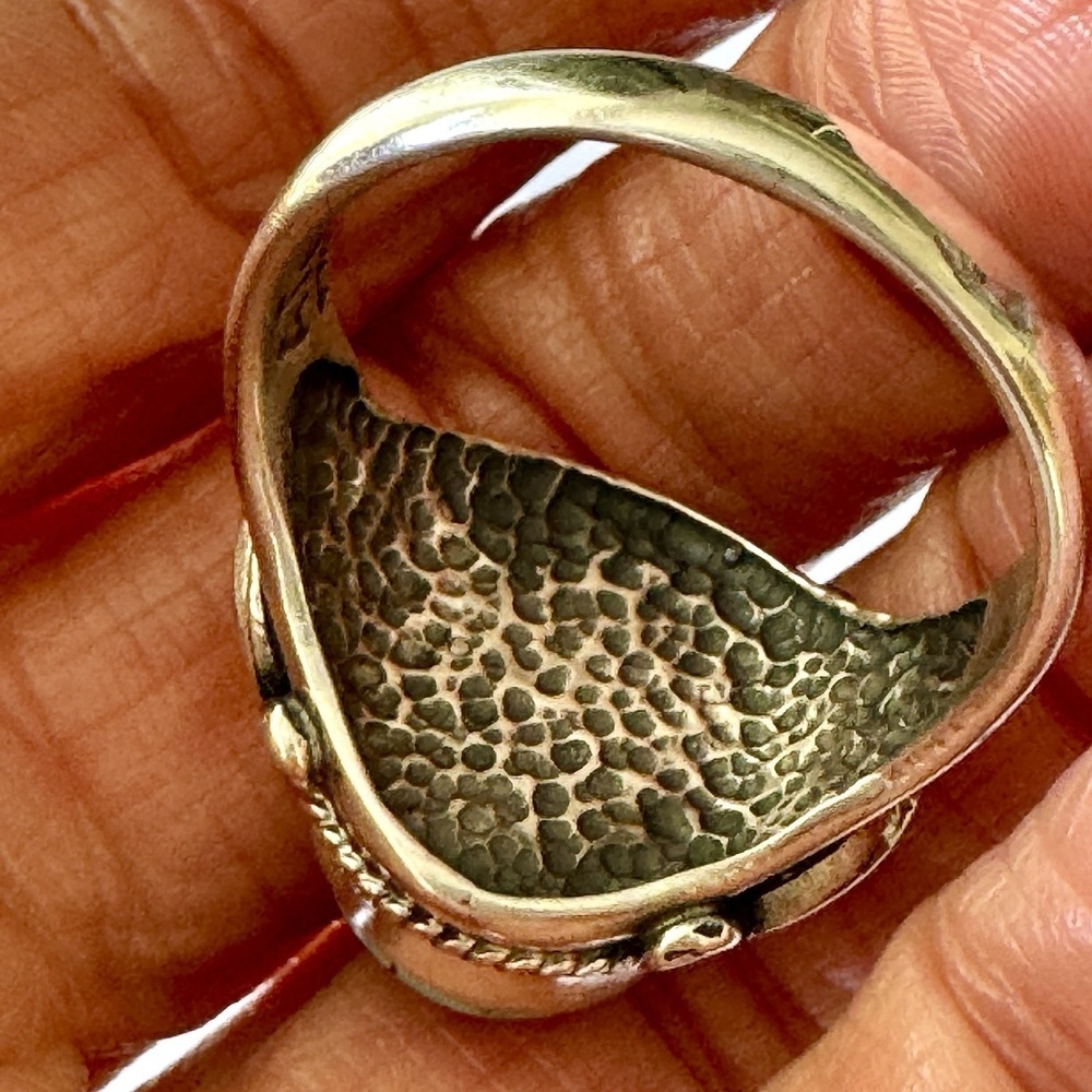 Navajo Blue Turquoise Ring Golden Hills Sz 13.5 Mens Signed Tsosoie Native Amer - Picture 9 of 12